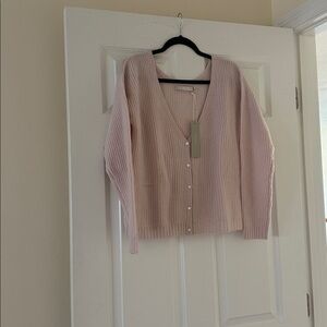 ONE GREY DAY Precision Knit 100% V-Neck Cashmere Cardigan Sweater BNWT (S)